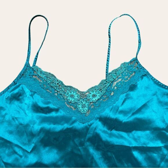 Vintage Green Satin Camisole Dreamwear Lingerie - Picture 3 of 5